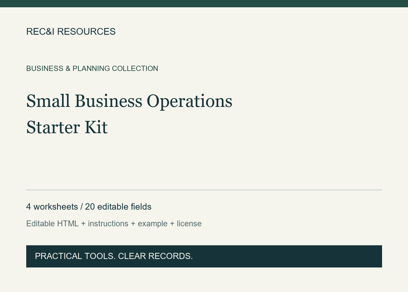 Small Business Operations Starter Kit cover