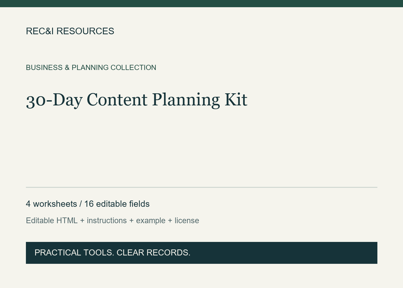 30-Day Content Planning Kit cover