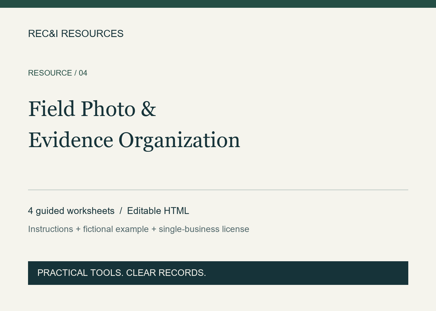 Field Photo & Evidence Organization Kit cover