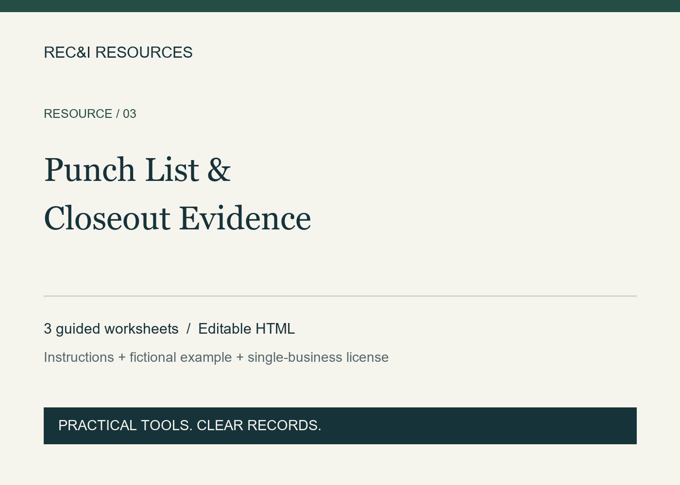 Punch List & Closeout Evidence Kit cover