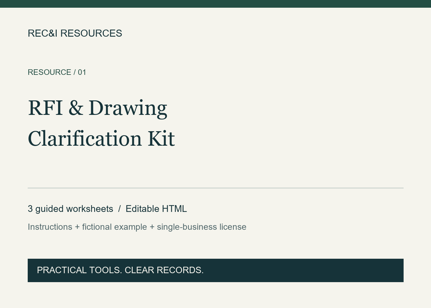 RFI & Drawing Clarification Kit cover