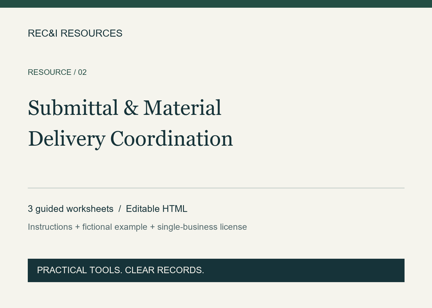 Submittal & Material Delivery Coordination Kit cover